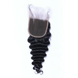 Deep Wave 4x4 Virgin Human Hair Natural Black Transparent Closure