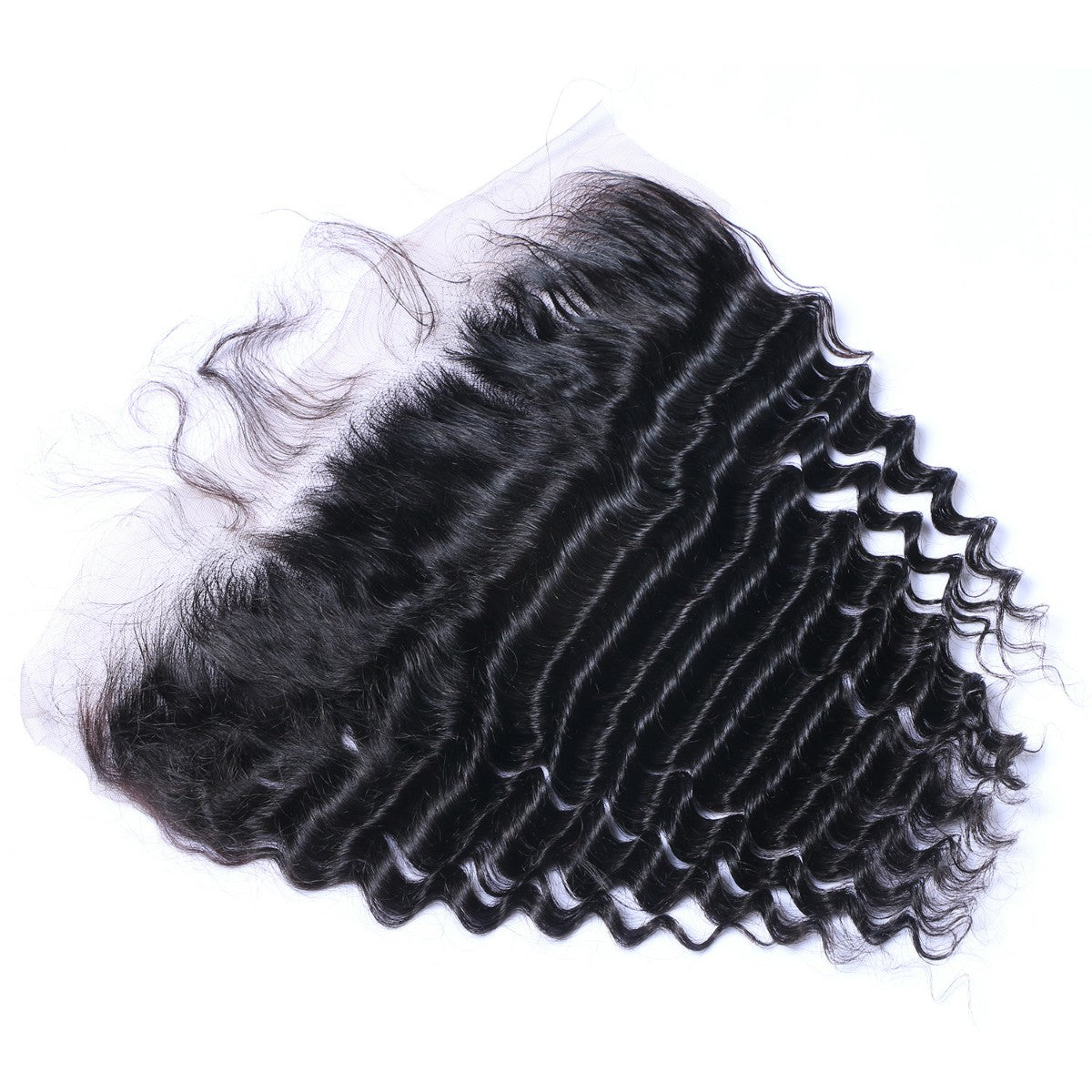 Deep Wave 13x4 Virgin Human Hair Natural Black Transparent Frontal