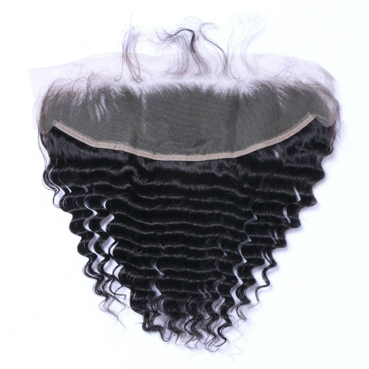 Deep Wave 13x4 Virgin Human Hair Natural Black Transparent Frontal