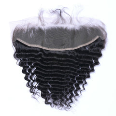 Deep Wave 13x4 Virgin Human Hair Natural Black Transparent Frontal