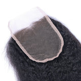 Kinky Straight 4x4 Virgin Human Hair Natural Black Transparent Closure