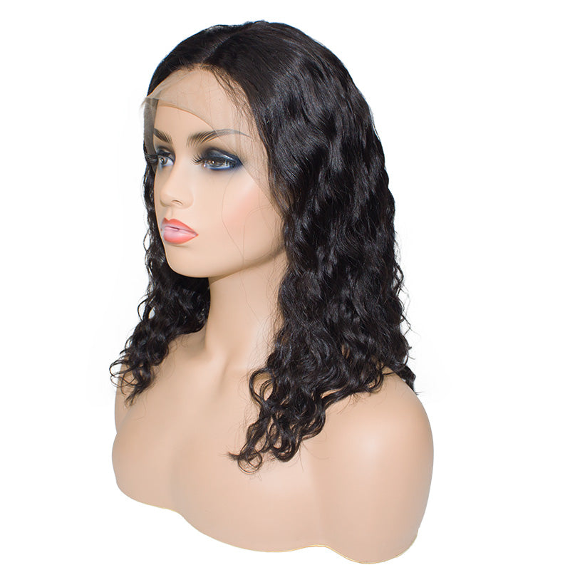 Bob Style Natural Wave 13*4 Transaprent Frontal Lace Wig Natural Black #1B