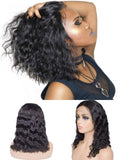 Bob Style Natural Wave 13*4 Transaprent Frontal Lace Wig Natural Black #1B