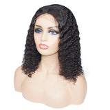 Bob Style Water Wave 13*4 Transaprent Frontal Lace Wig Natural Black #1B