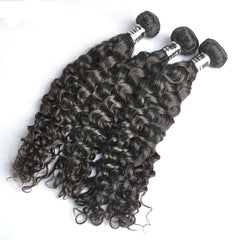 3 Bundle Deals With 4*4 Transparent  Closure Italy Curly Virgin Human Hair Natural Black