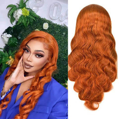 #350 Orange Ginger  13x4  Transparent Frontal Lace Wig Body Wave Color Wig