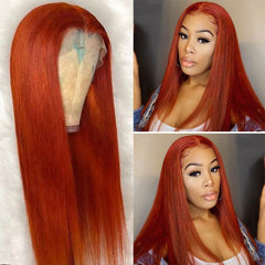 #350 Orange Ginger  13x4  Transparent Frontal Lace Wig Straight Color Wig