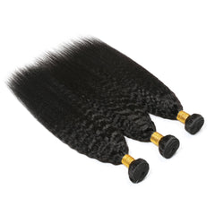 3 Bundle Deals With 4*4 Transparent Closure Kinky Straight Virgin Human Hair Natural Black