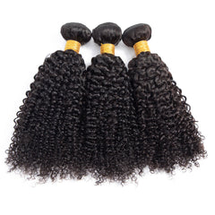 3 Bundle Deals With 4*4 Transparent Closure Kinky Curly Virgin Human Hair Natural Black