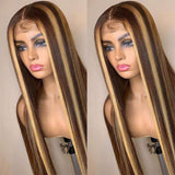 #4/27  Highlight Honey Blonde 13x4  Transparent Frontal Lace Wig Straight Color Wig