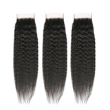 3 Bundle Deals With 4*4 Transparent Closure Kinky Straight Virgin Human Hair Natural Black