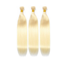 Straight Human Virgin Hair #613 Blonde 3 Bundles Deal