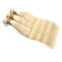 Straight Human Virgin Hair #613 Blonde 3 Bundles Deal