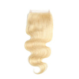 #613 Body Wave 4x4 Human Hair Blonde Transparent Closure