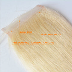 #613 Straight 4x4 Human Hair Blonde Transparent Closure