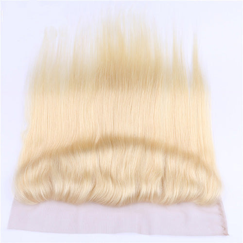 #613 Straight 13x4 Human Hair Blonde Transparent Frontal