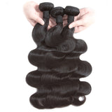 3 Bundle Deals With 4*4 Transparent Closure Body Wave Virgin Human Hair Natural Black