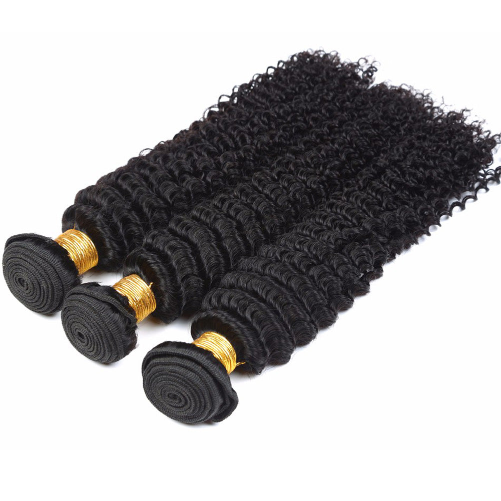 Deep Curly Virgin Human Hair Natural Black Bundles (100 grams)