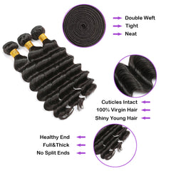 Deep Wave Virgin Human Hair Natural Black Bundles (100 grams)