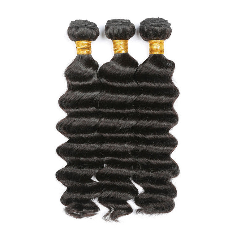 3 Bundle Deals Deep Wave Virgin Human Hair Natural Black