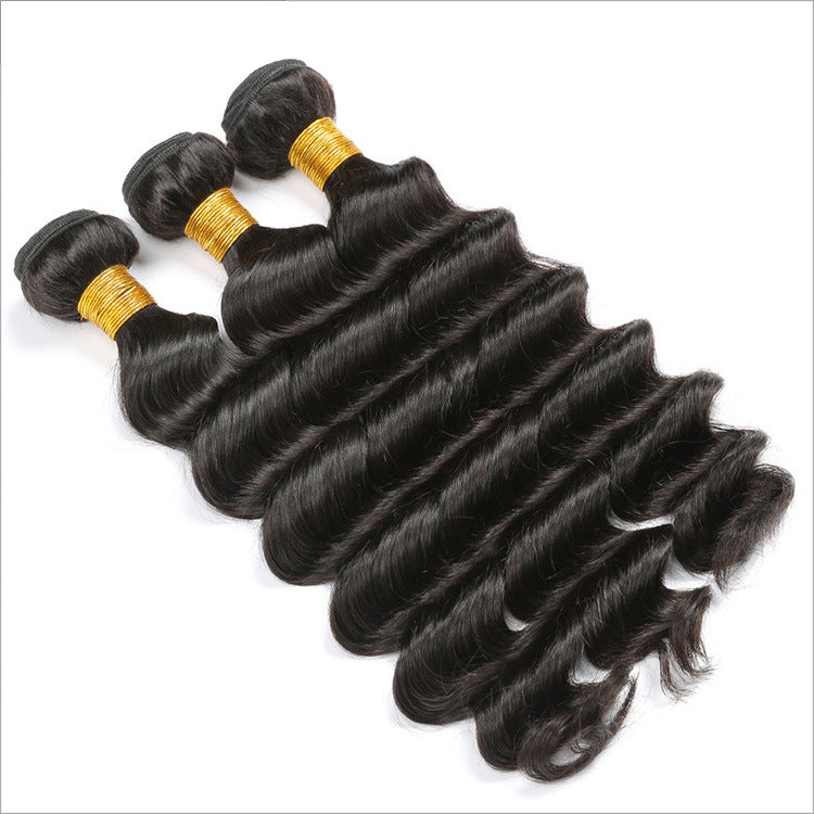 3 Bundle Deals Deep Wave Virgin Human Hair Natural Black