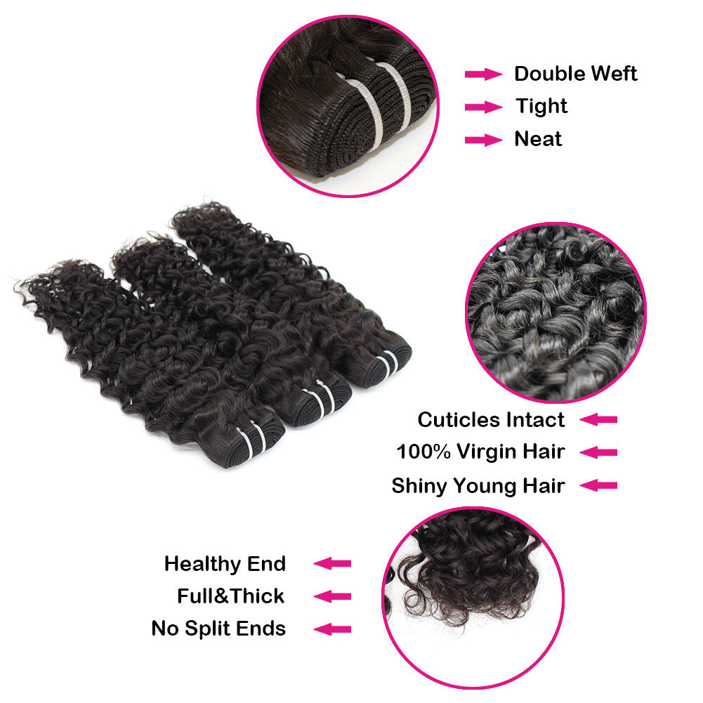 3 Bundle Deals Italy Curly Virgin Human Hair Natural Black