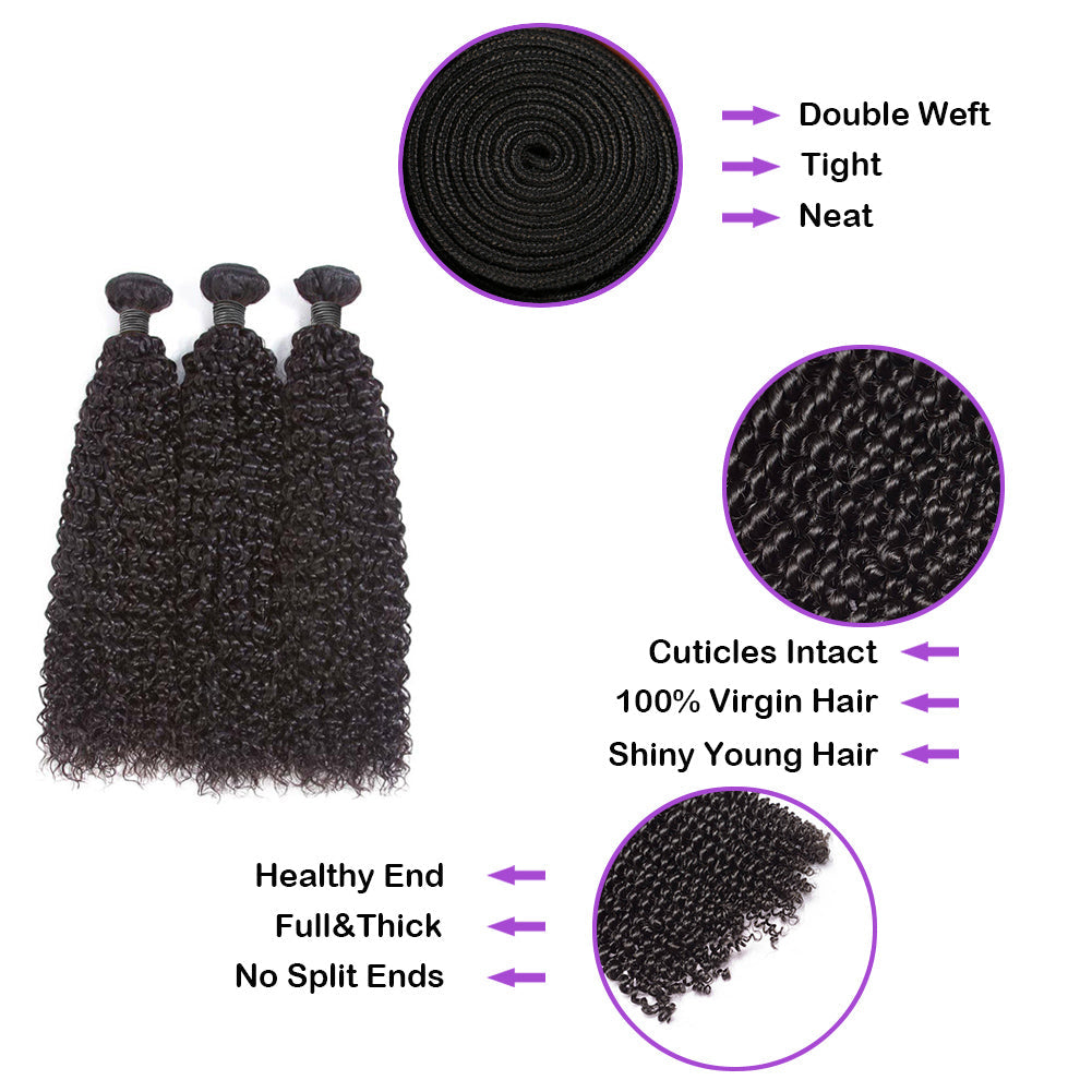 Kinky Curly Virgin Human Hair Natural Black Bundles (100 grams)