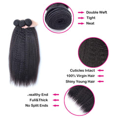 Kinky Straight Virgin Human Hair Natural Black Bundles (100 grams)