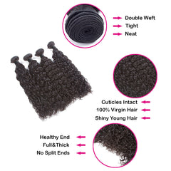 3 Bundle Deals Natural Curly Virgin Human Hair Natural Black