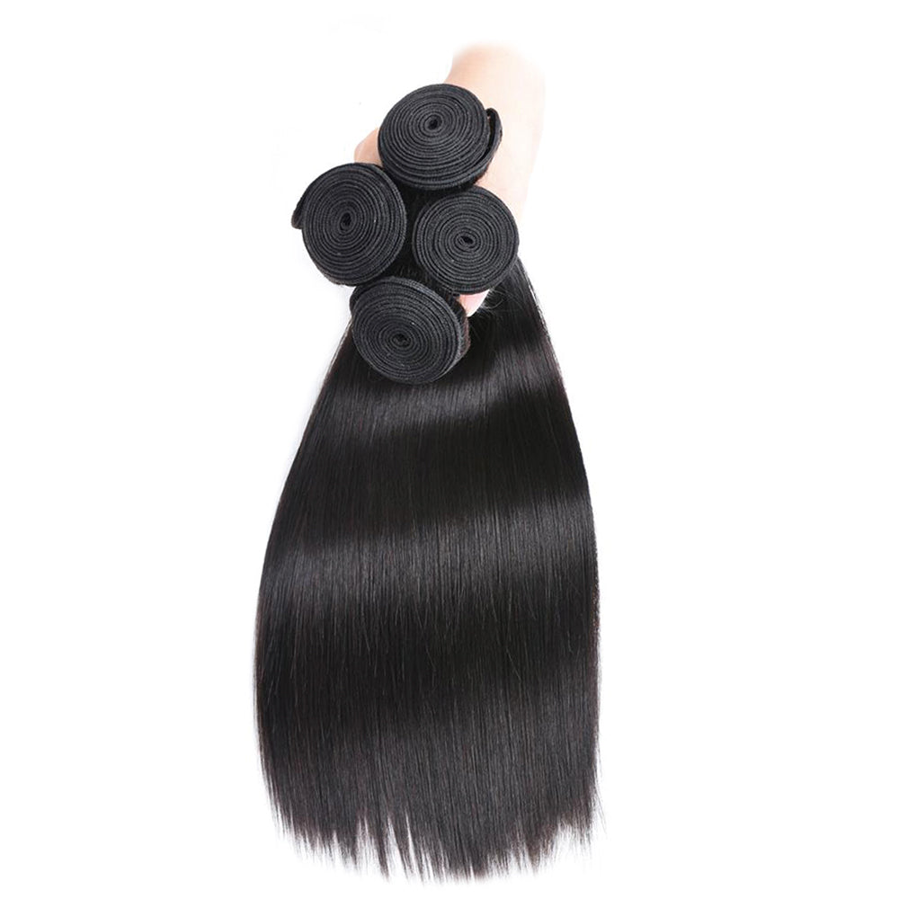 Straight Virgin Human Hair Natural Black Bundles (100 grams)