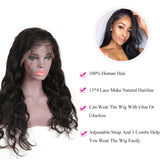 Body Wave 13x4 Transparent Frontal Lace Wig Natural Black 180% Density