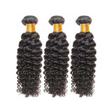 3 Bundle Deals With 13*4 Transparent Frontal Deep Curly Virgin Human Hair Natural Black