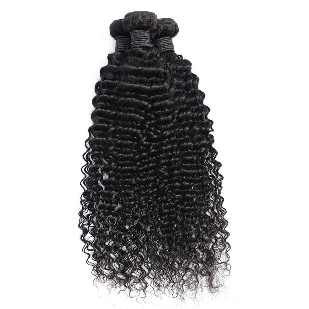 3 Bundle Deals With 13*4 Transparent Frontal Deep Curly Virgin Human Hair Natural Black