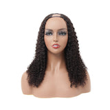 Deep Wave #1B Natural Black U Part Wigs 100% Virgin Human Hair 180% Density