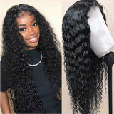 Deep Wave Full Frontal 13*4 Transparent Lace Wig Natural Black