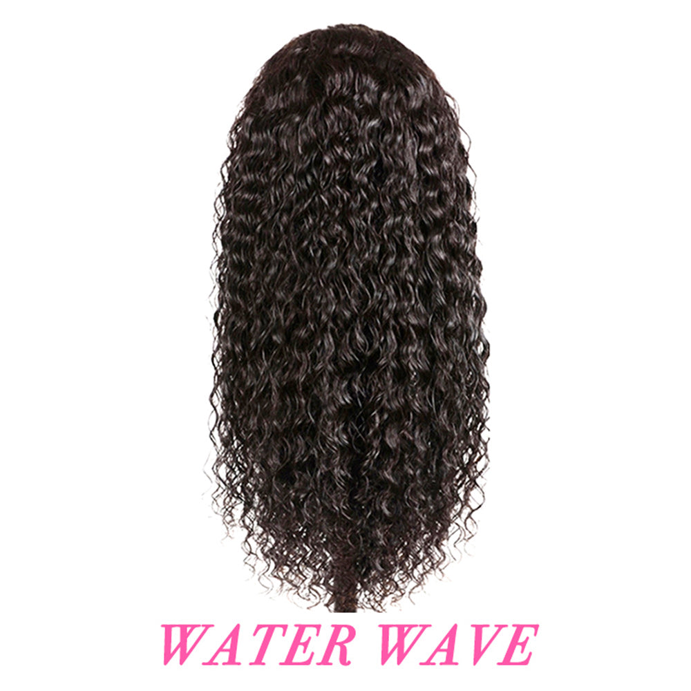 Water Wave Full Frontal 13*4 Transparent Lace Wig Natural Black