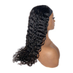 Deep Wave Glueless Headband Wig Natural Black 180% Density