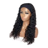 Deep Wave Glueless Headband Wig Natural Black 180% Density