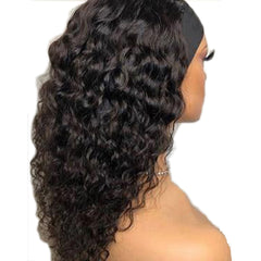 Italy Curly Glueless Headband Wig Natural Black 180% Density