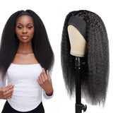 Kinky Straight Glueless Headband Wig Natural Black 180% Density