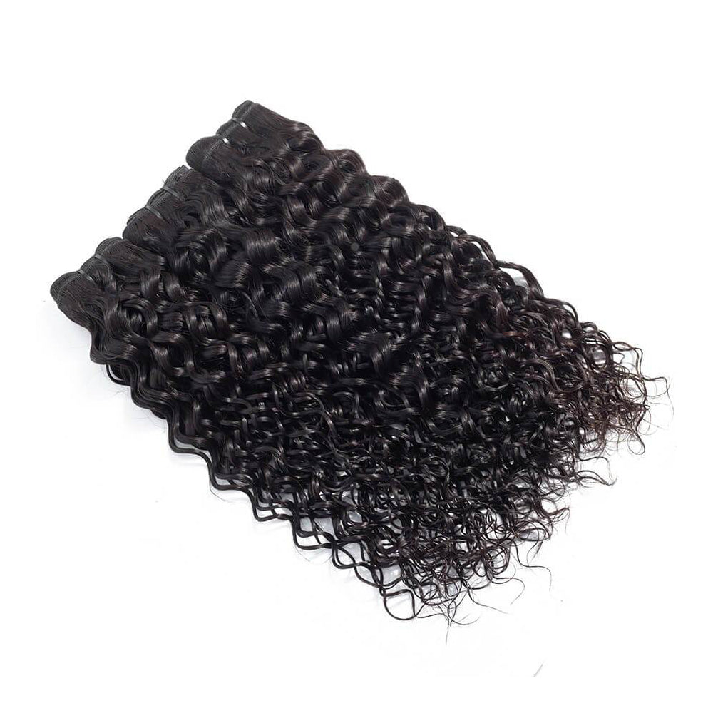 3 Bundle Deals With 13*4 Transparent Frontal Italy Curly Virgin Human Hair Natural Black