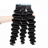 Loose Deep Wave Virgin Human Hair  Tape In Natural Black (20pcs/50grams)