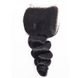 3 Bundle Deals With 4*4 Transparent  Closure Loose Wave Virgin Human Hair Natural Black