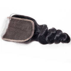 3 Bundle Deals With 4*4 Transparent  Closure Loose Wave Virgin Human Hair Natural Black