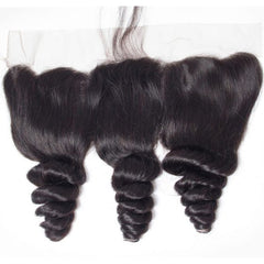 3 Bundle Deals With 13*4 Transparent Frontal Loose Wave Virgin Human Hair Natural Black