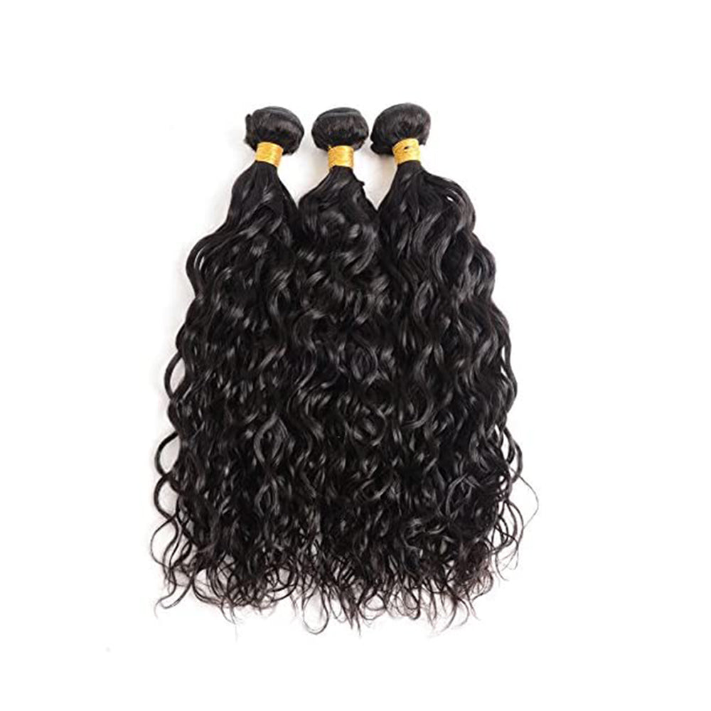 3 Bundle Deals With 4*4 Transparent Closure Natural Curly Virgin Human Hair Natural Black