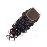 3 Bundle Deals With 4*4 Transparent Closure Natural Curly Virgin Human Hair Natural Black