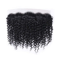 3 Bundle Deals With 13*4 Transparent Frontal Natural Curly Virgin Human Hair Natural Black