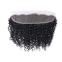 3 Bundle Deals With 13*4 Transparent Frontal Natural Curly Virgin Human Hair Natural Black