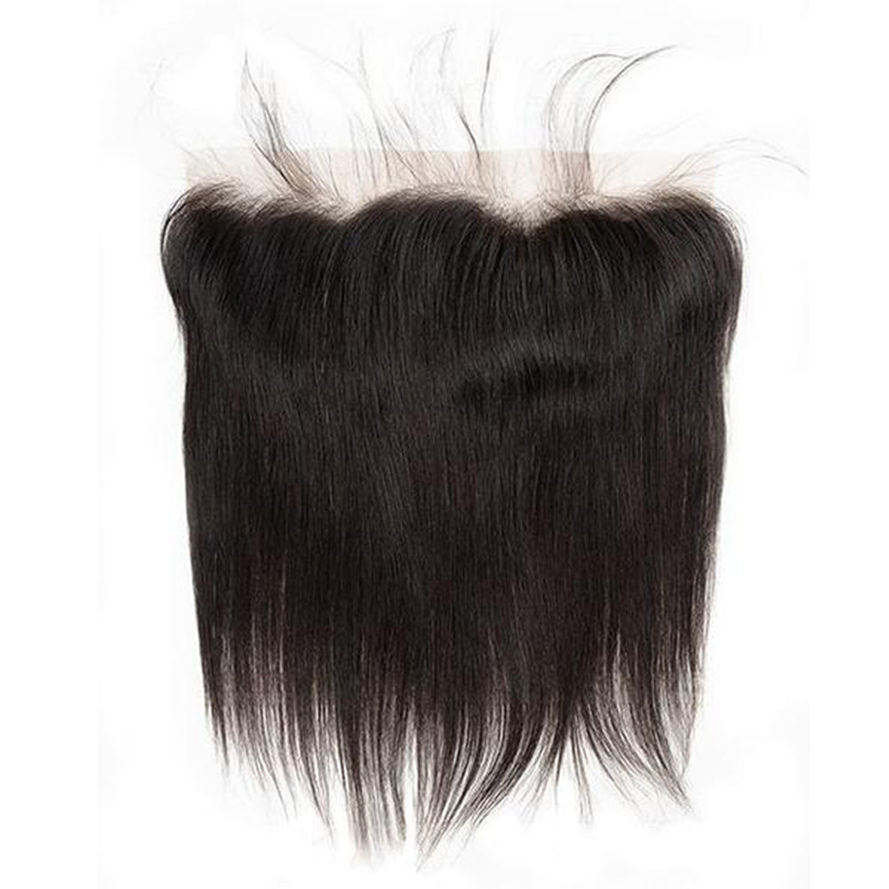 3 Bundle Deals With 13*4 Transparent Frontal Straight Virgin Human Hair Natural Black